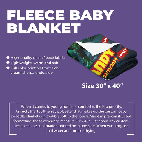 Personalized Baby Superhero Blanket – Green Lantern Style | Custom Name, Date & Background